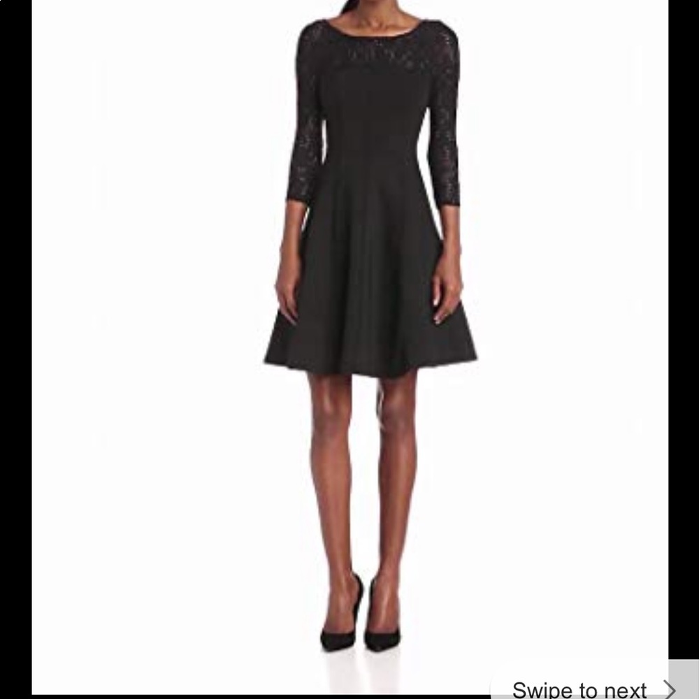 Tracy Reese Black Fit & Flare Neoprene Dress
